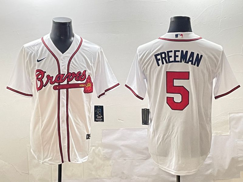 Men Atlanta Braves #5 Freeman White Game 2025 Nike MLB Jersey style 3